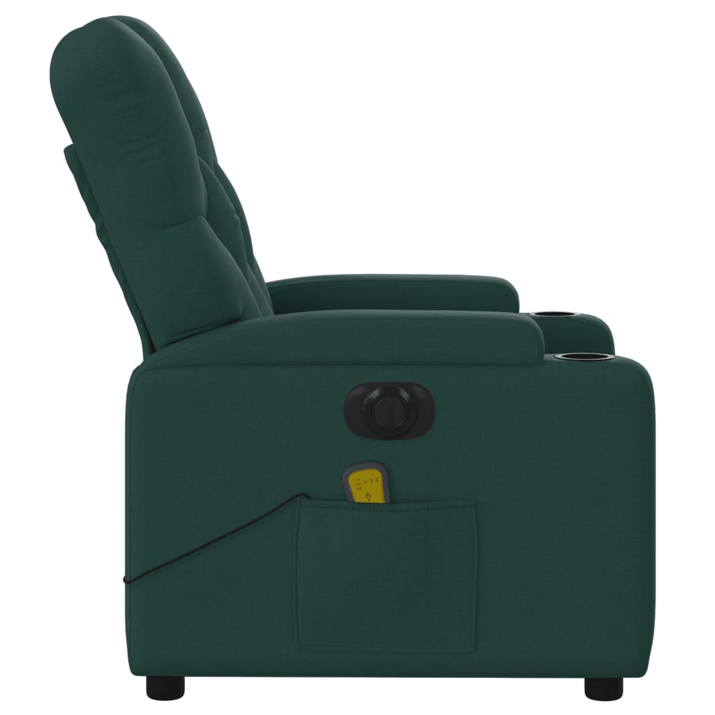 Fauteuil de massage inclinable électrique Vert foncé Tissu Fauteuils vidaXL   