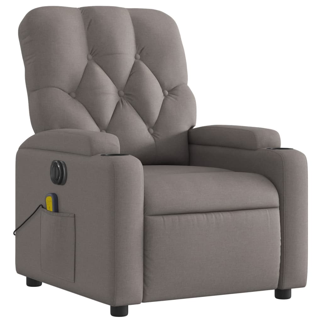 Fauteuil de massage inclinable électrique Taupe Tissu Fauteuils vidaXL   