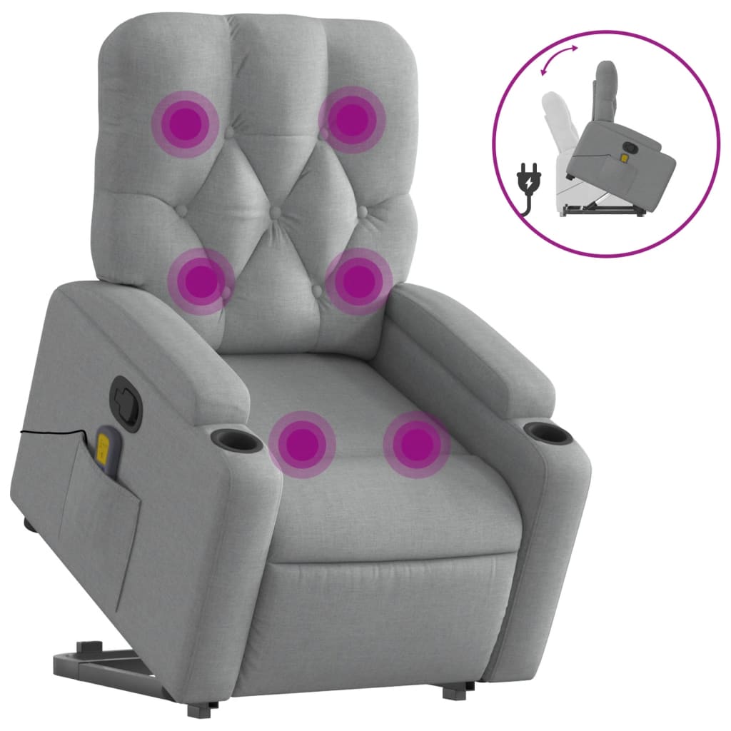 Fauteuil de massage inclinable Gris clair Tissu Fauteuils vidaXL   