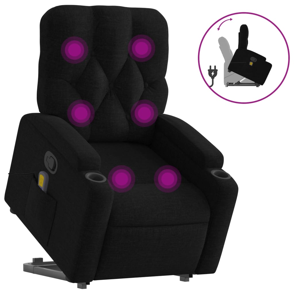 Fauteuil de massage inclinable Noir Tissu Fauteuils vidaXL   