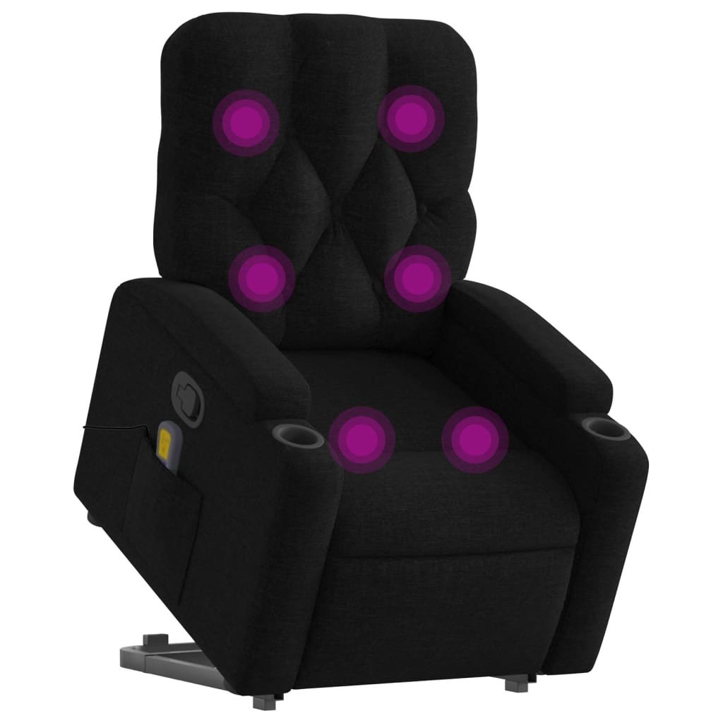 Fauteuil de massage inclinable Noir Tissu Fauteuils vidaXL   