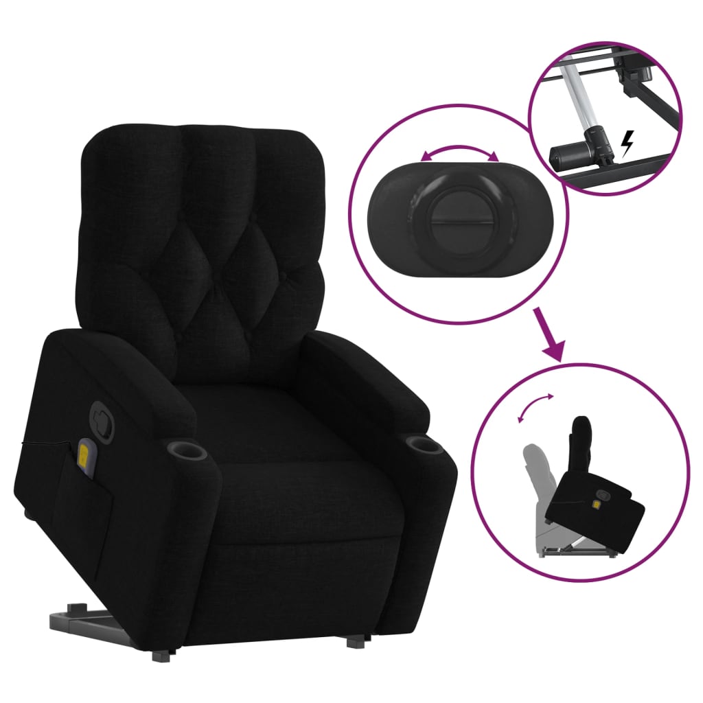 Fauteuil de massage inclinable Noir Tissu Fauteuils vidaXL   