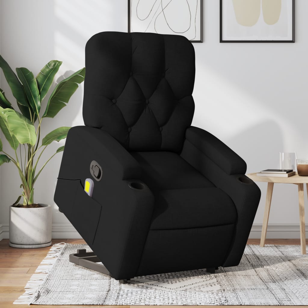 Fauteuil de massage inclinable Noir Tissu Fauteuils vidaXL   