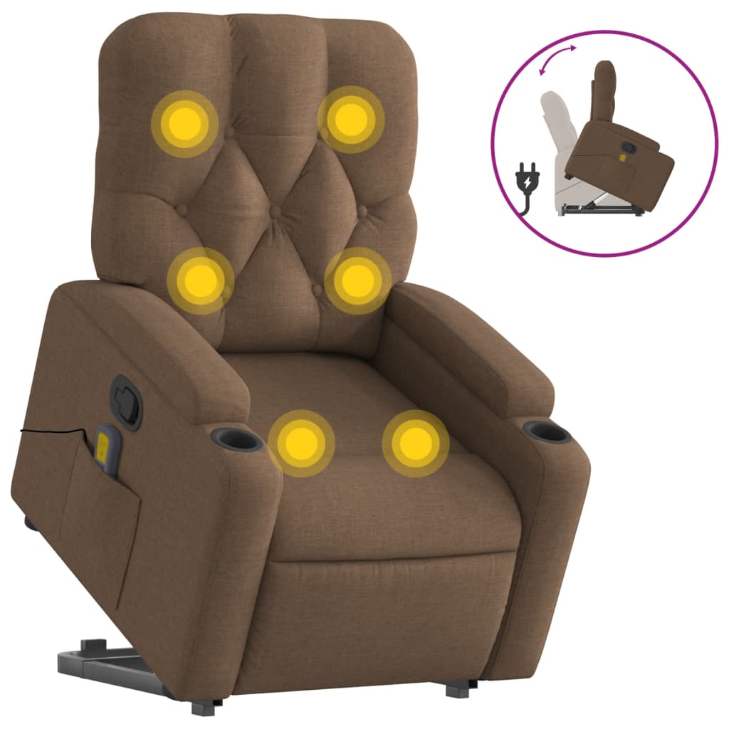 Fauteuil de massage inclinable Marron Tissu Fauteuils vidaXL   