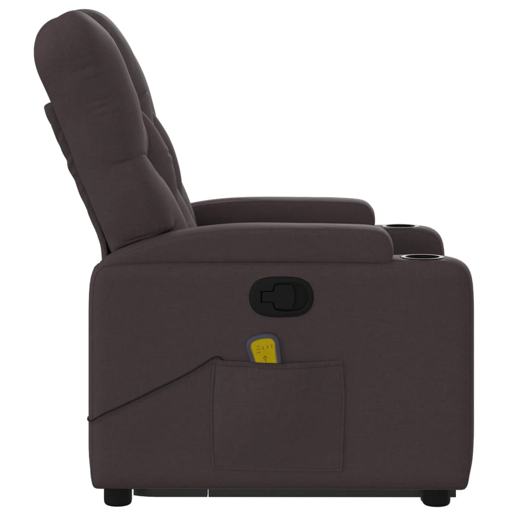 Fauteuil inclinable de massage Marron foncé Tissu Fauteuils vidaXL   