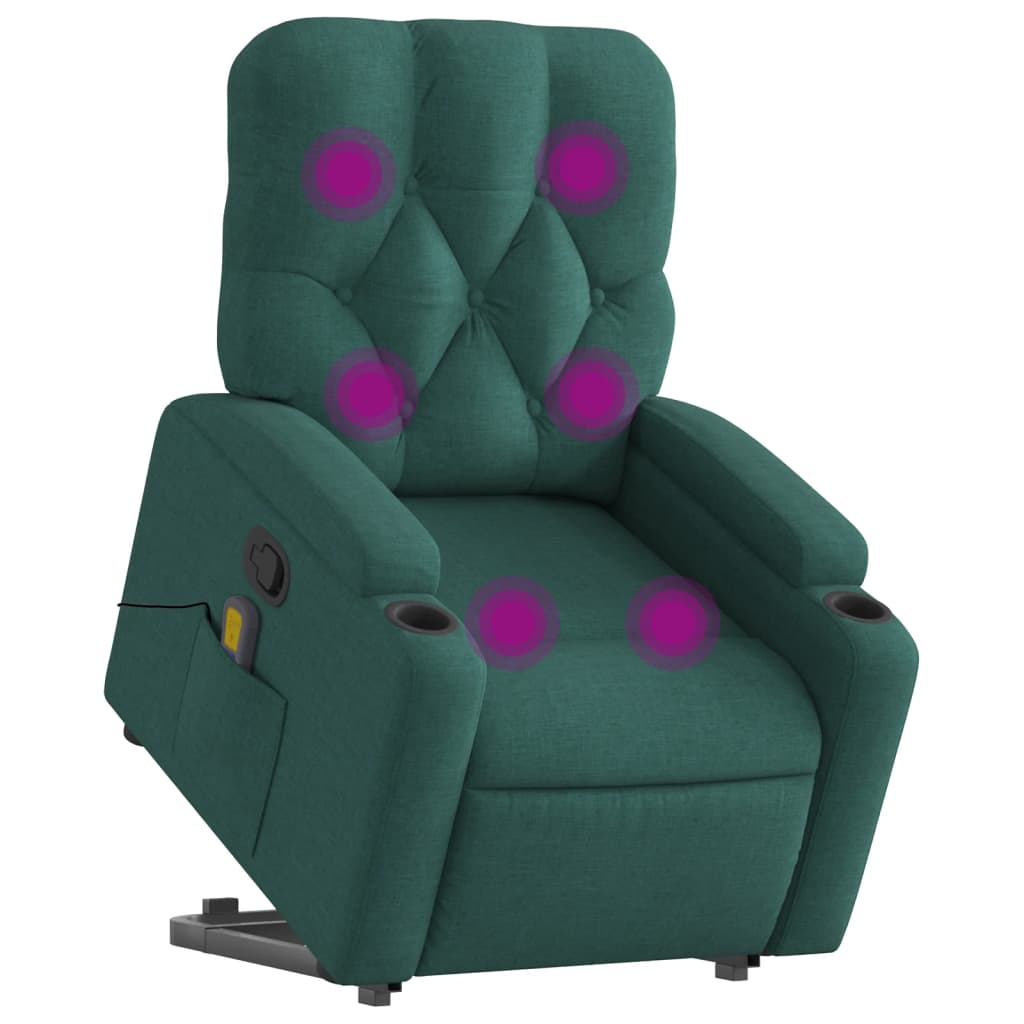 Fauteuil inclinable de massage Vert foncé Tissu Fauteuils vidaXL   