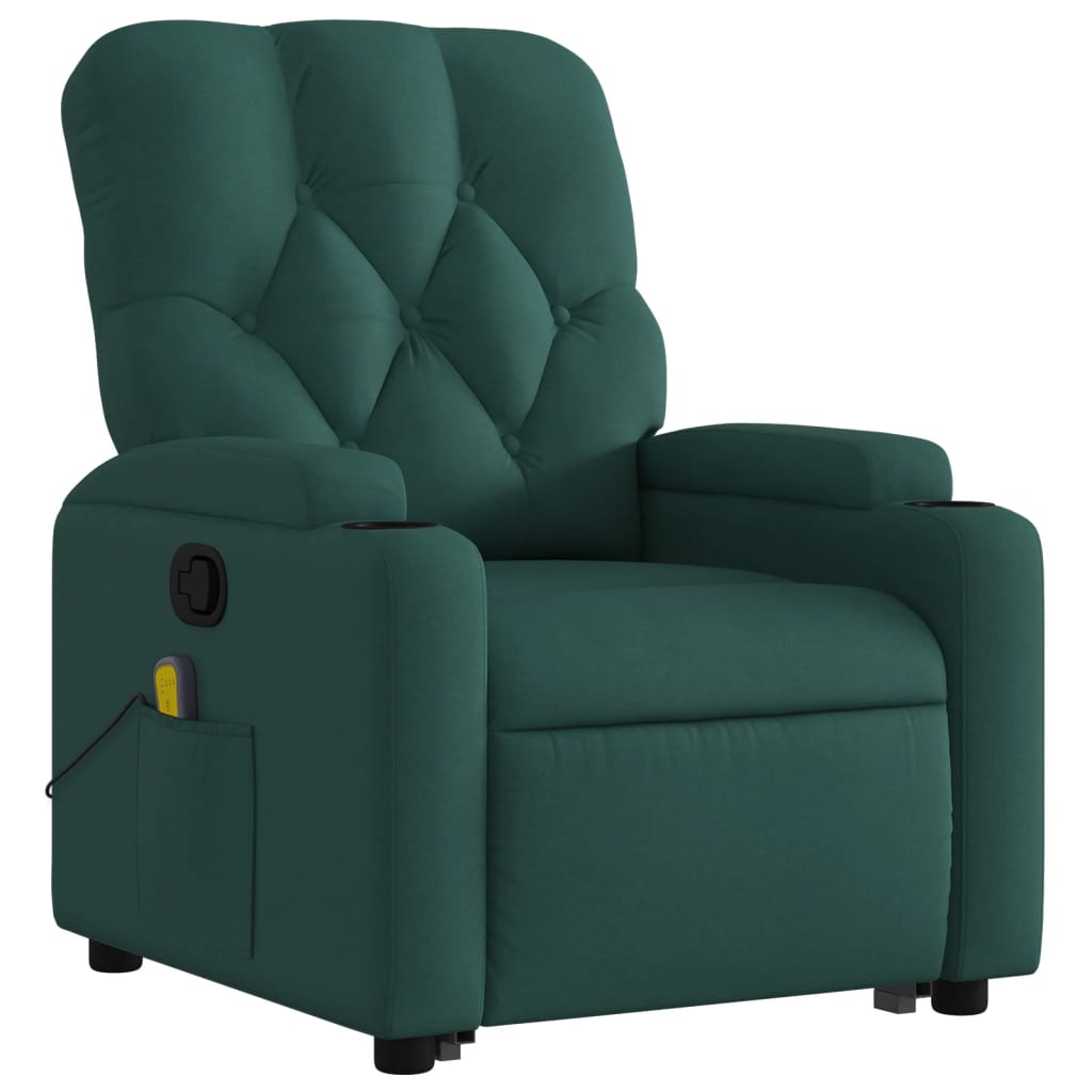 Fauteuil inclinable de massage Vert foncé Tissu Fauteuils vidaXL   