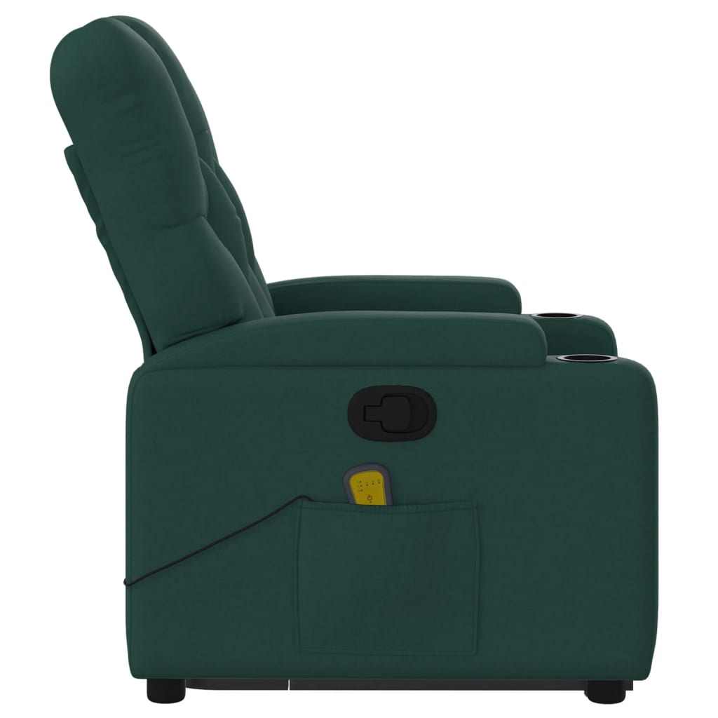 Fauteuil inclinable de massage Vert foncé Tissu Fauteuils vidaXL   