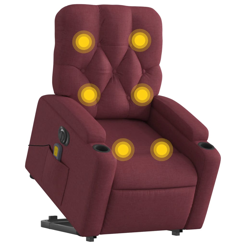 Fauteuil inclinable de massage électrique Rouge bordeaux Tissu Fauteuils vidaXL   