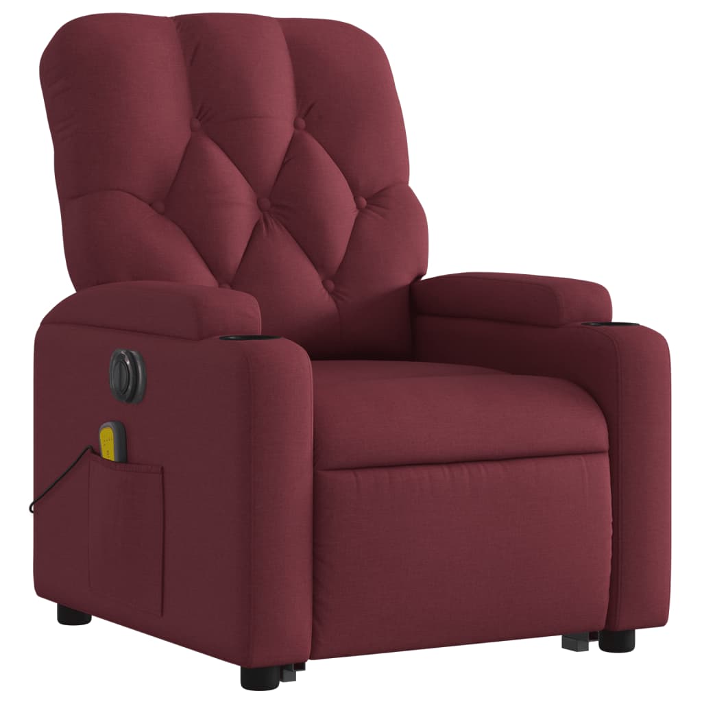 Fauteuil inclinable de massage électrique Rouge bordeaux Tissu Fauteuils vidaXL   