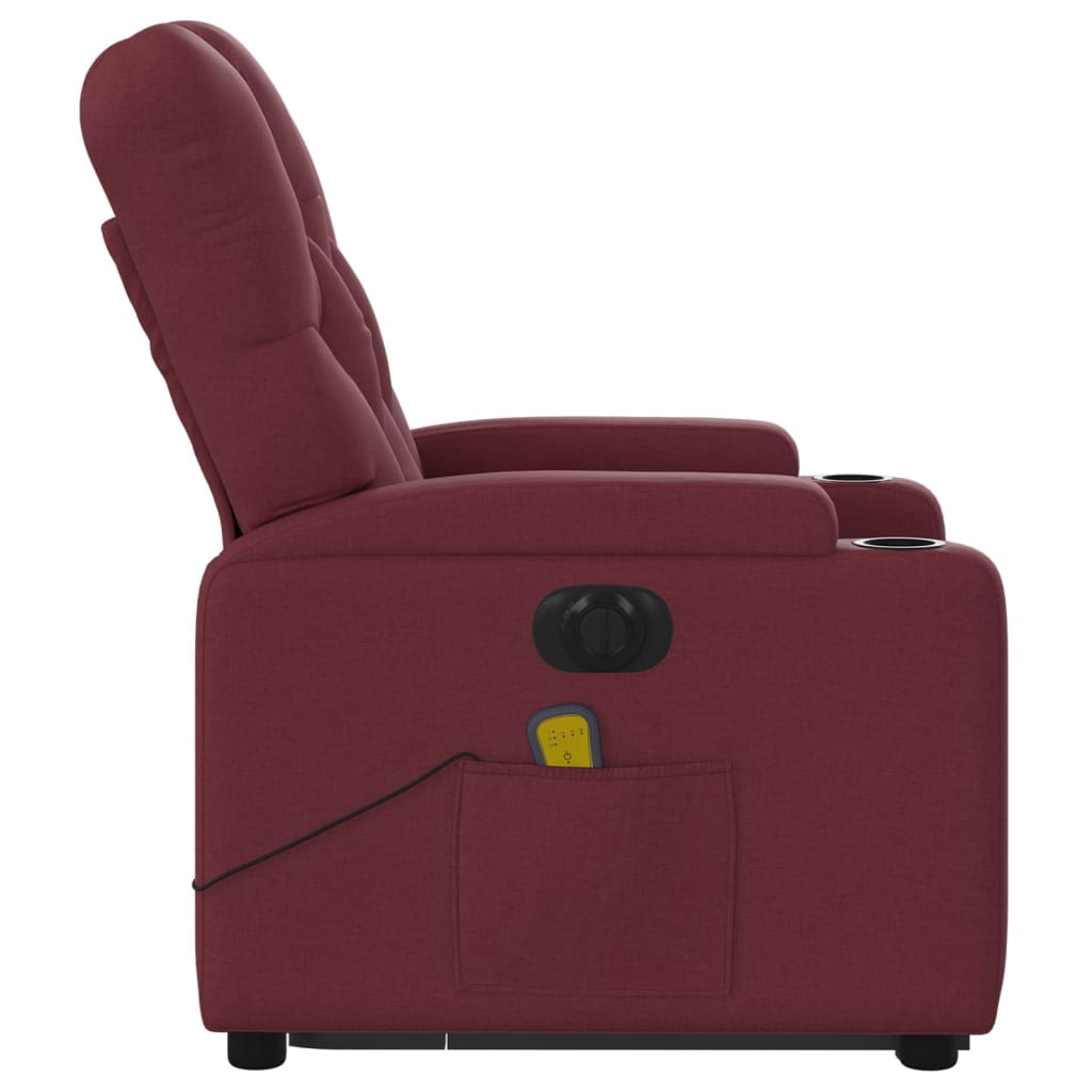 Fauteuil inclinable de massage électrique Rouge bordeaux Tissu Fauteuils vidaXL   