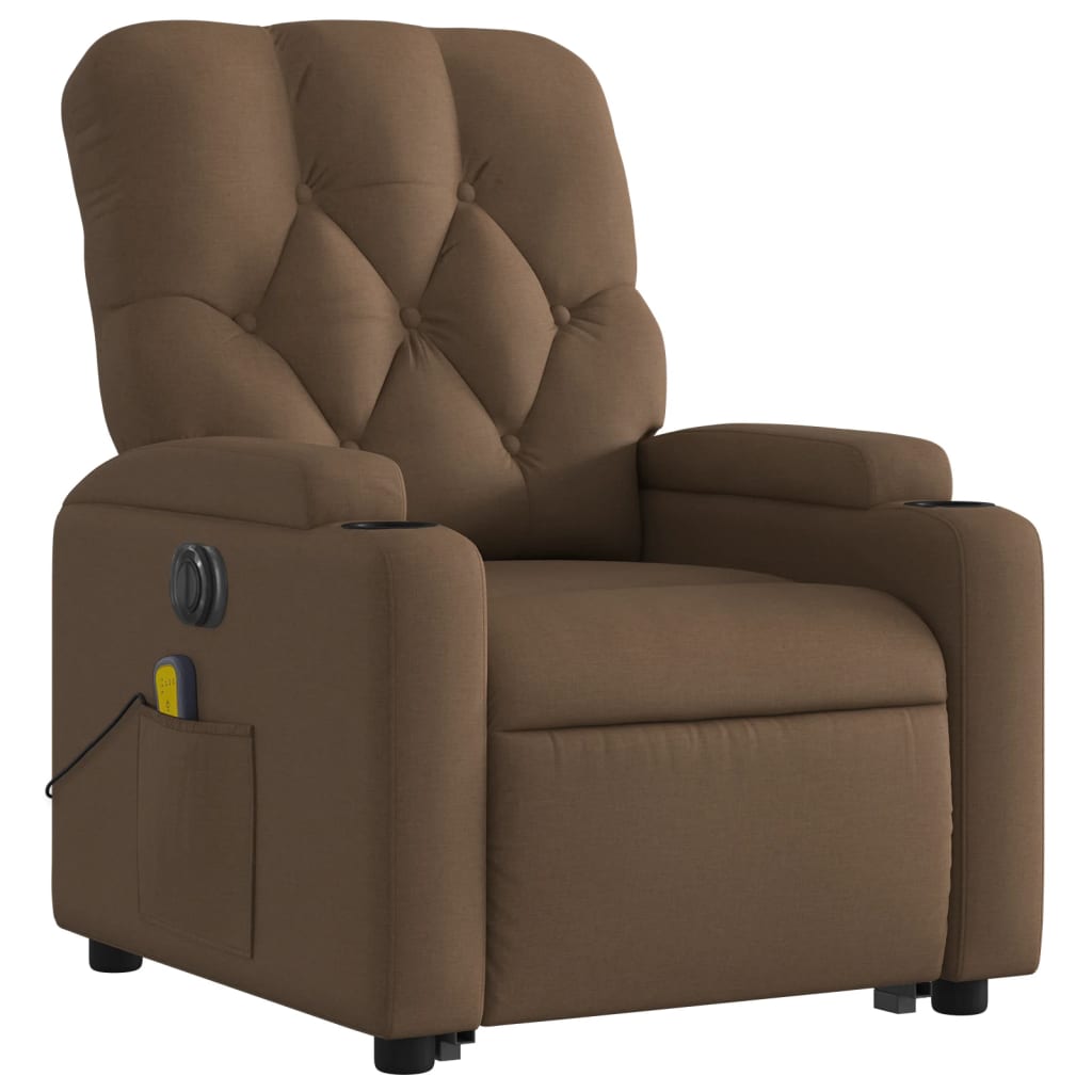 Fauteuil inclinable de massage électrique Marron Tissu Fauteuils vidaXL   