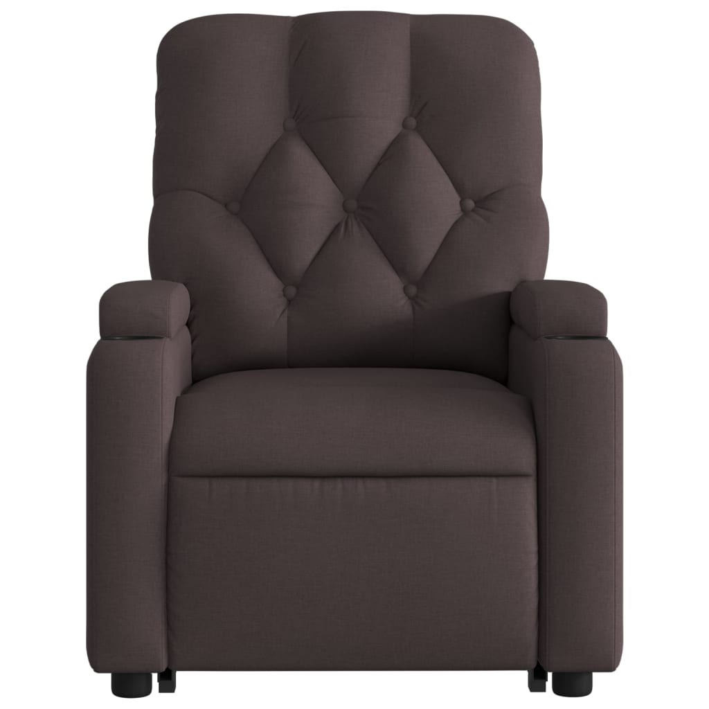 Fauteuil inclinable de massage électrique Marron foncé Tissu Fauteuils vidaXL   