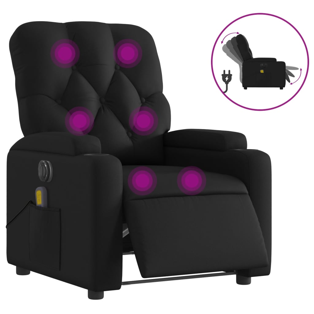 Fauteuil de massage inclinable électrique noir similicuir Fauteuils vidaXL   