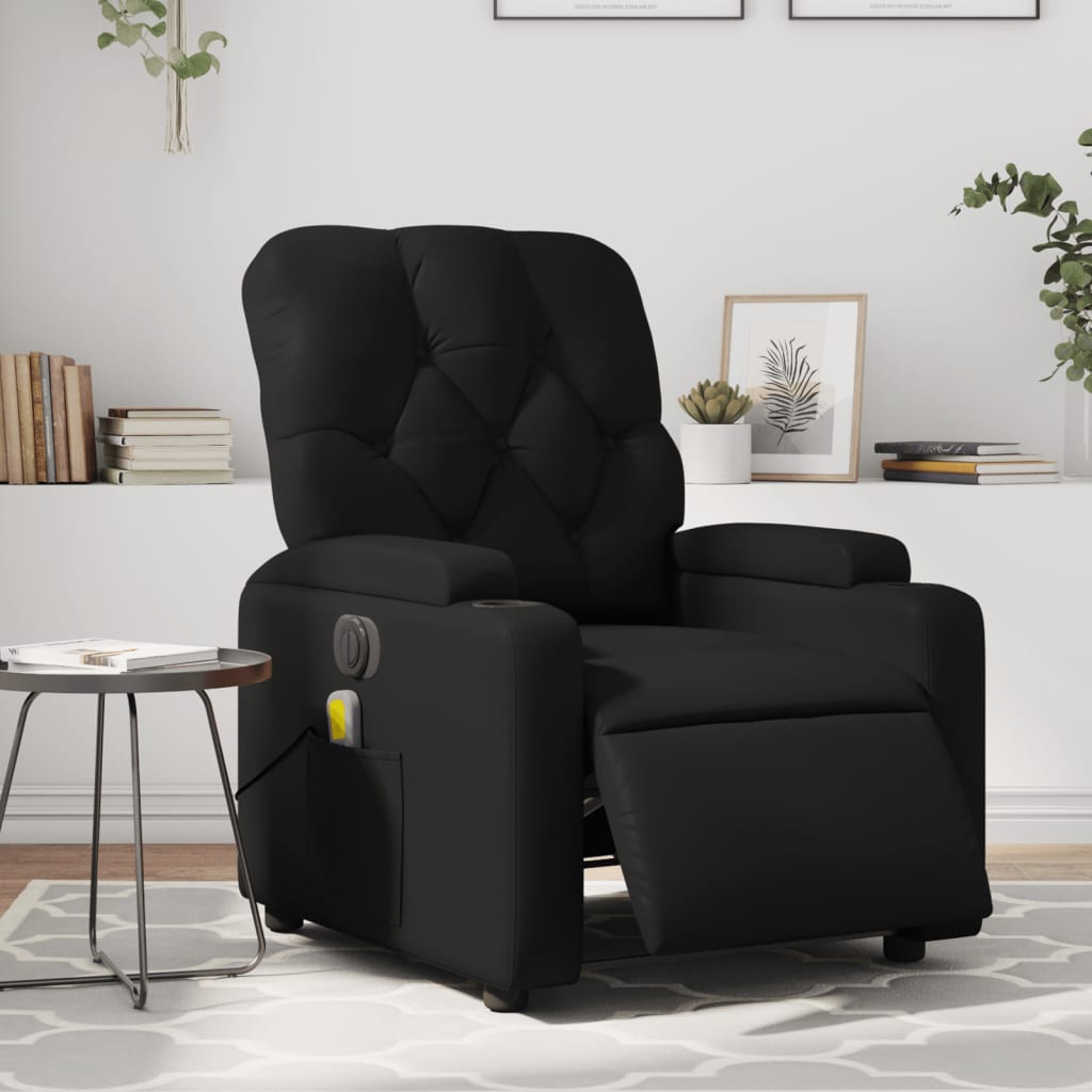 Fauteuil de massage inclinable électrique noir similicuir Fauteuils vidaXL   