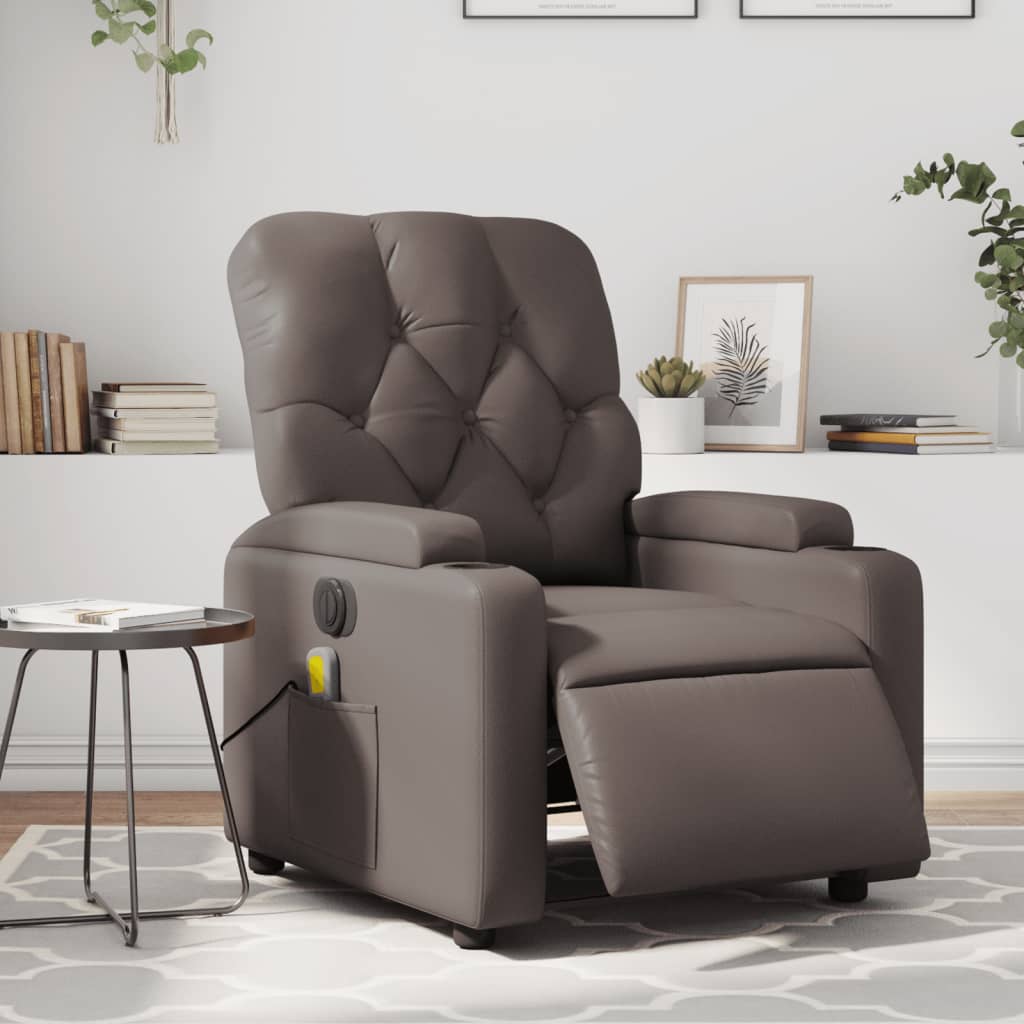 Fauteuil de massage inclinable électrique marron similicuir Fauteuils vidaXL   