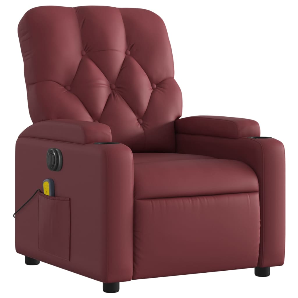 Fauteuil de massage inclinable électrique rouge bordeaux Fauteuils vidaXL   