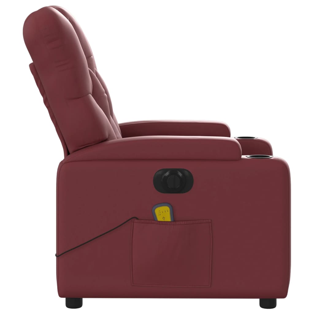 Fauteuil de massage inclinable électrique rouge bordeaux Fauteuils vidaXL   