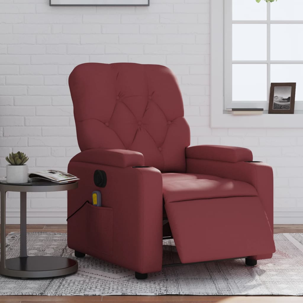 Fauteuil de massage inclinable électrique rouge bordeaux Fauteuils vidaXL   