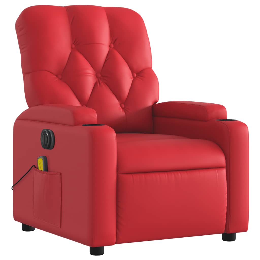 Fauteuil de massage inclinable électrique rouge similicuir Fauteuils vidaXL   