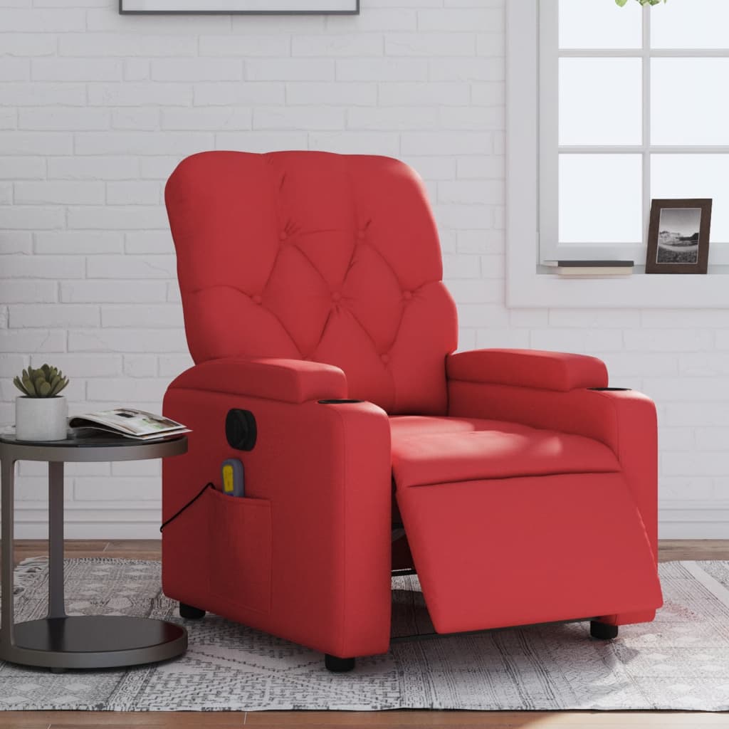 Fauteuil de massage inclinable électrique rouge similicuir Fauteuils vidaXL   