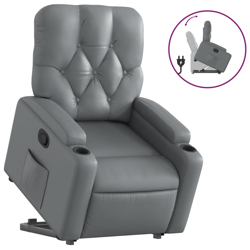 Fauteuil inclinable Gris Similicuir Fauteuils vidaXL   