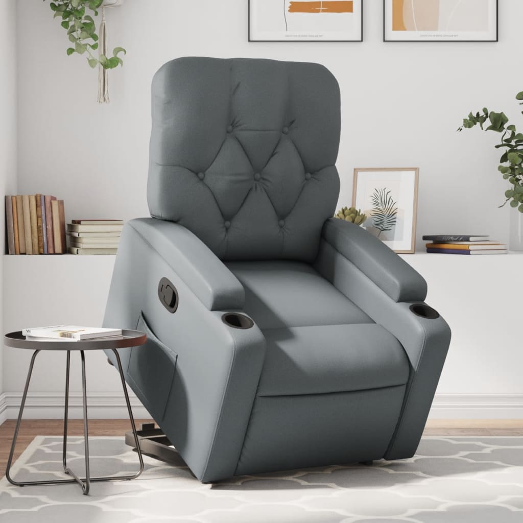 Fauteuil inclinable Gris Similicuir Fauteuils vidaXL   