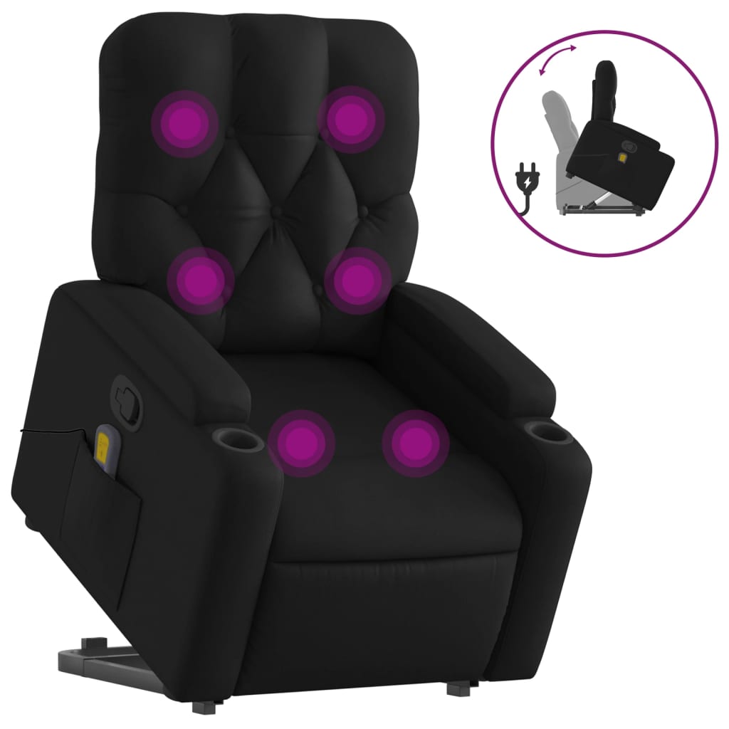 Fauteuil inclinable de massage Noir Similicuir Fauteuils vidaXL   