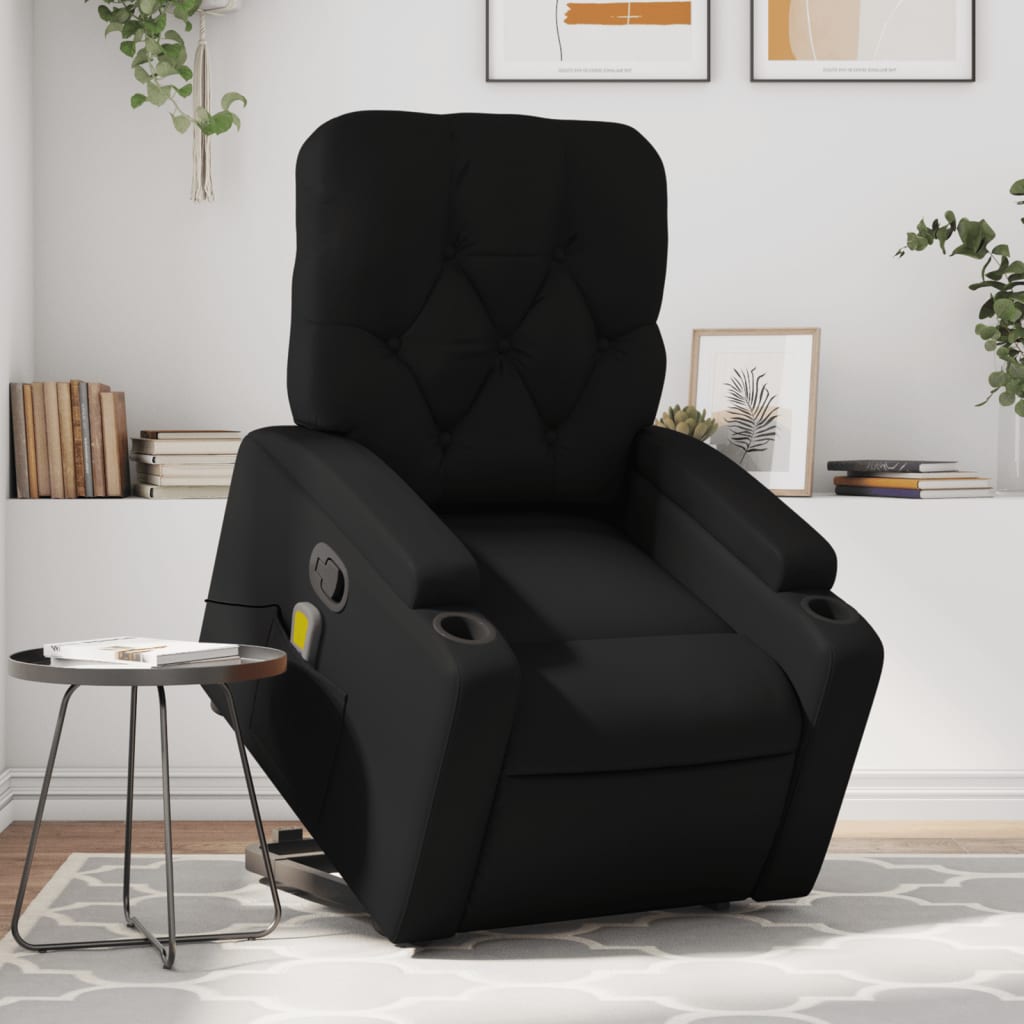 Fauteuil inclinable de massage Noir Similicuir Fauteuils vidaXL   