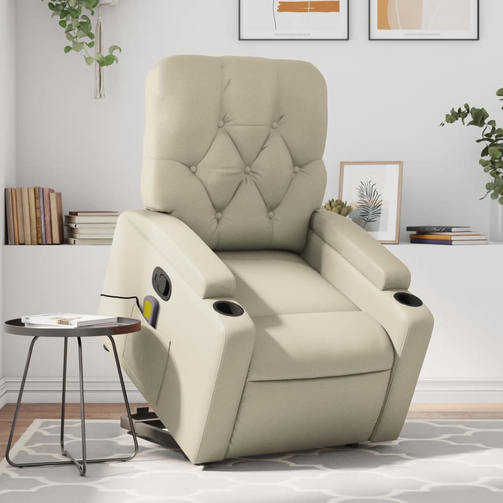 Fauteuil inclinable de massage Crème Similicuir Fauteuils vidaXL   