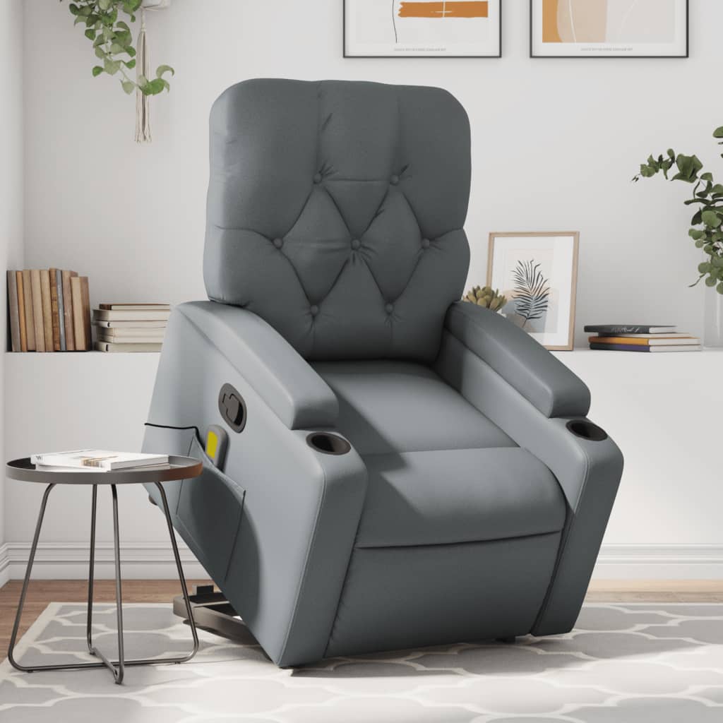 Fauteuil inclinable de massage Gris Similicuir Fauteuils vidaXL   