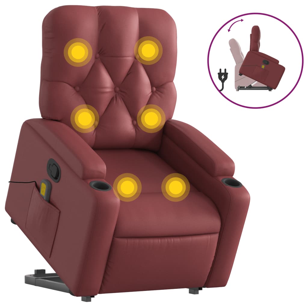 Fauteuil inclinable de massage Rouge bordeaux Similicuir Fauteuils vidaXL   