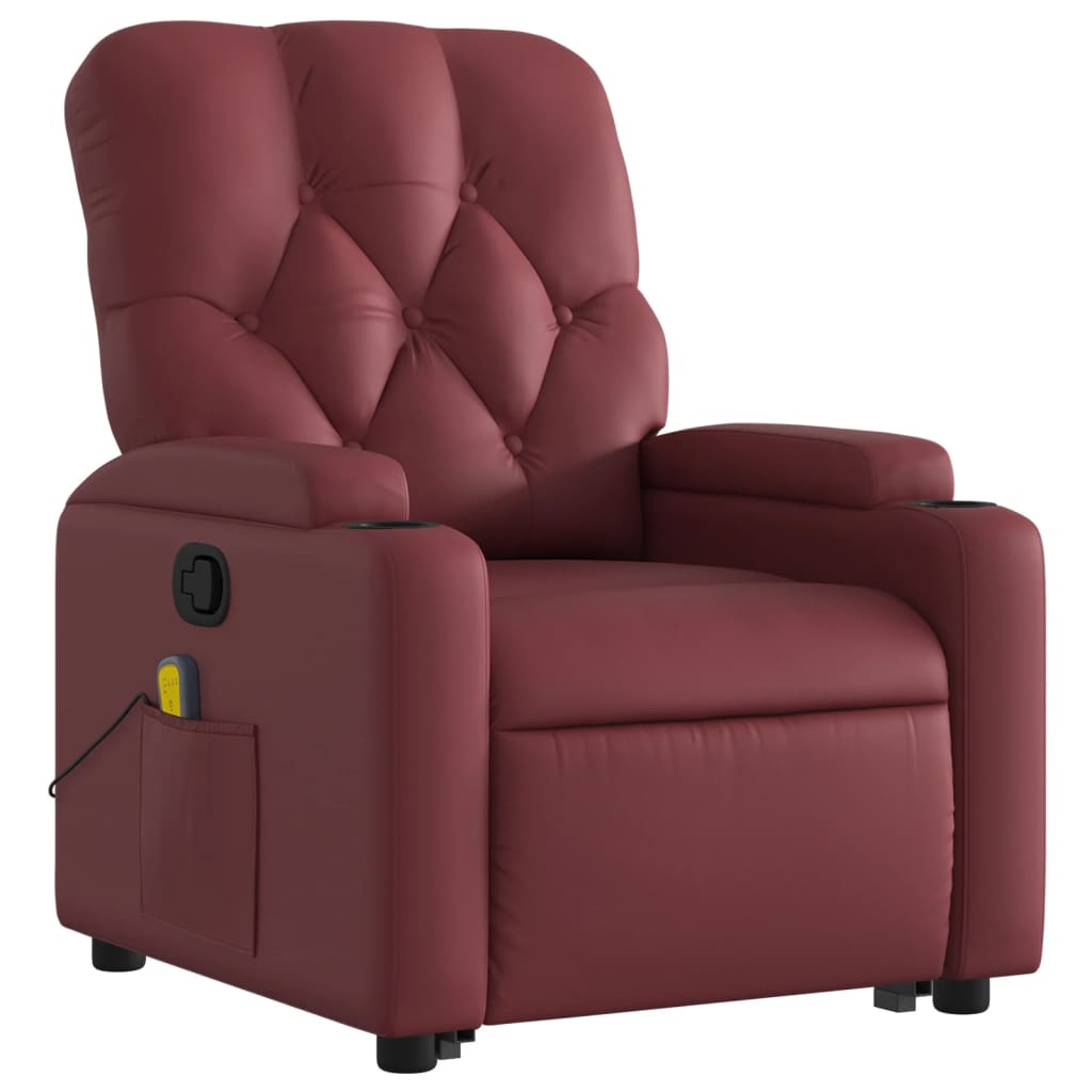 Fauteuil inclinable de massage Rouge bordeaux Similicuir Fauteuils vidaXL   