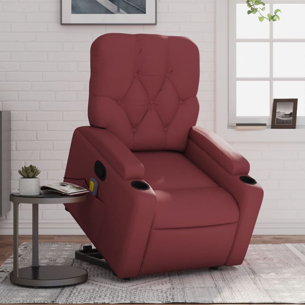 Fauteuil inclinable de massage Rouge bordeaux Similicuir Fauteuils vidaXL   