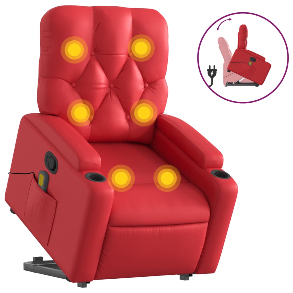 Fauteuil inclinable de massage Rouge Similicuir Fauteuils vidaXL   