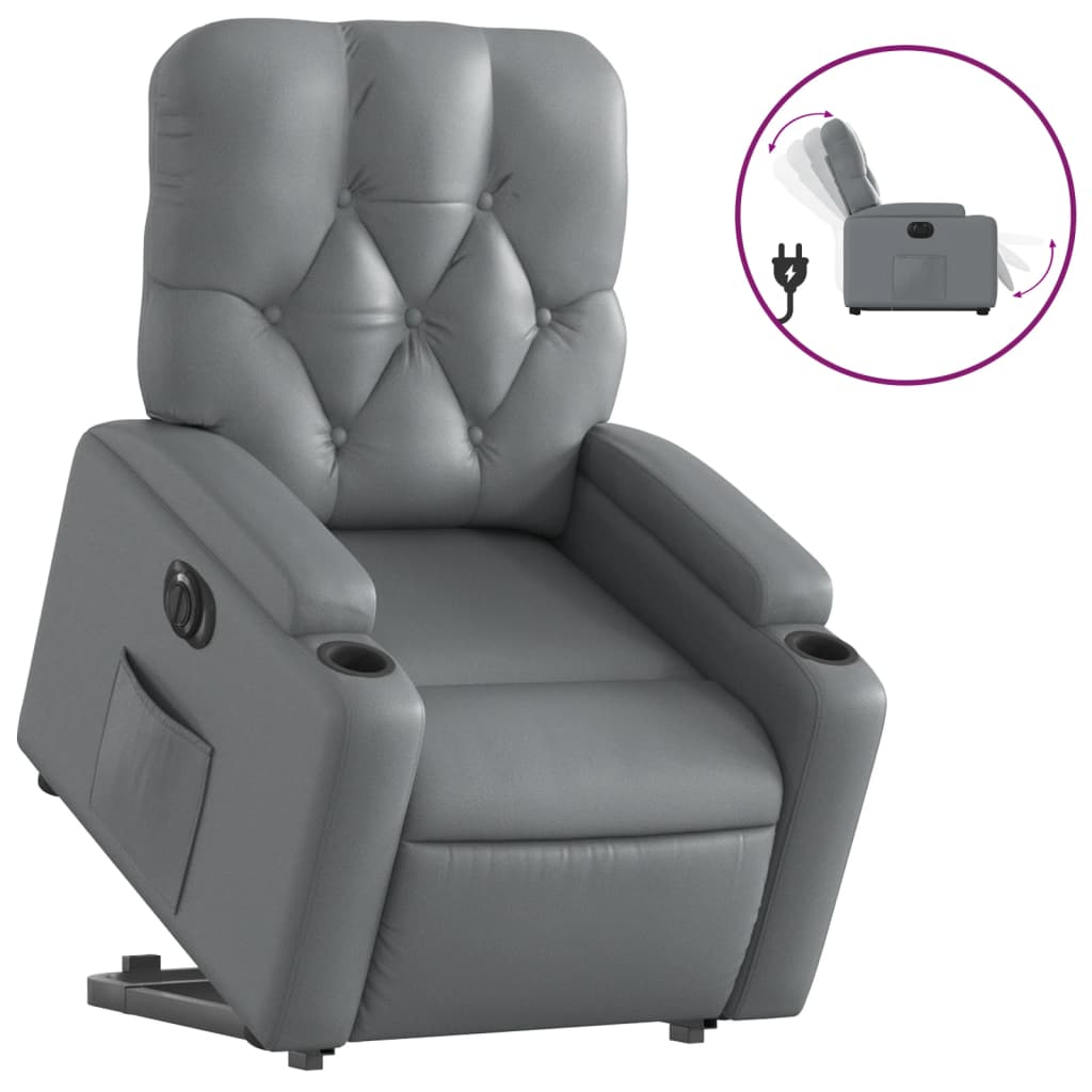 Fauteuil inclinable électrique gris similicuir Fauteuils vidaXL   