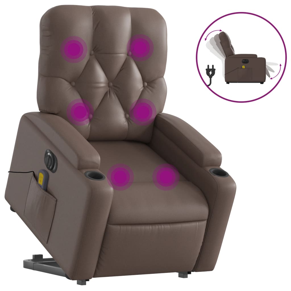 Fauteuil inclinable de massage électrique marron similicuir Fauteuils vidaXL   