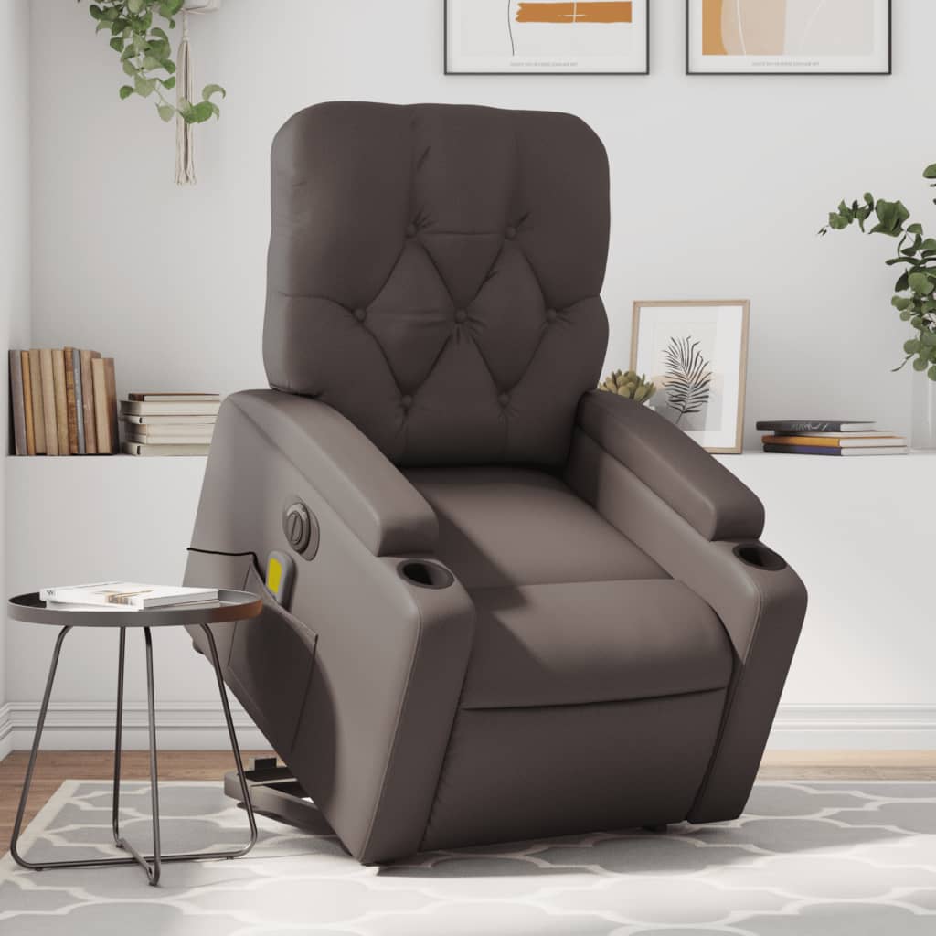 Fauteuil inclinable de massage électrique marron similicuir Fauteuils vidaXL   