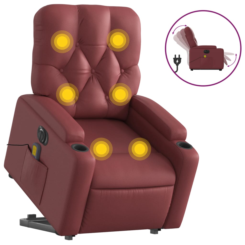 Fauteuil inclinable de massage électrique rouge bordeaux Fauteuils vidaXL   