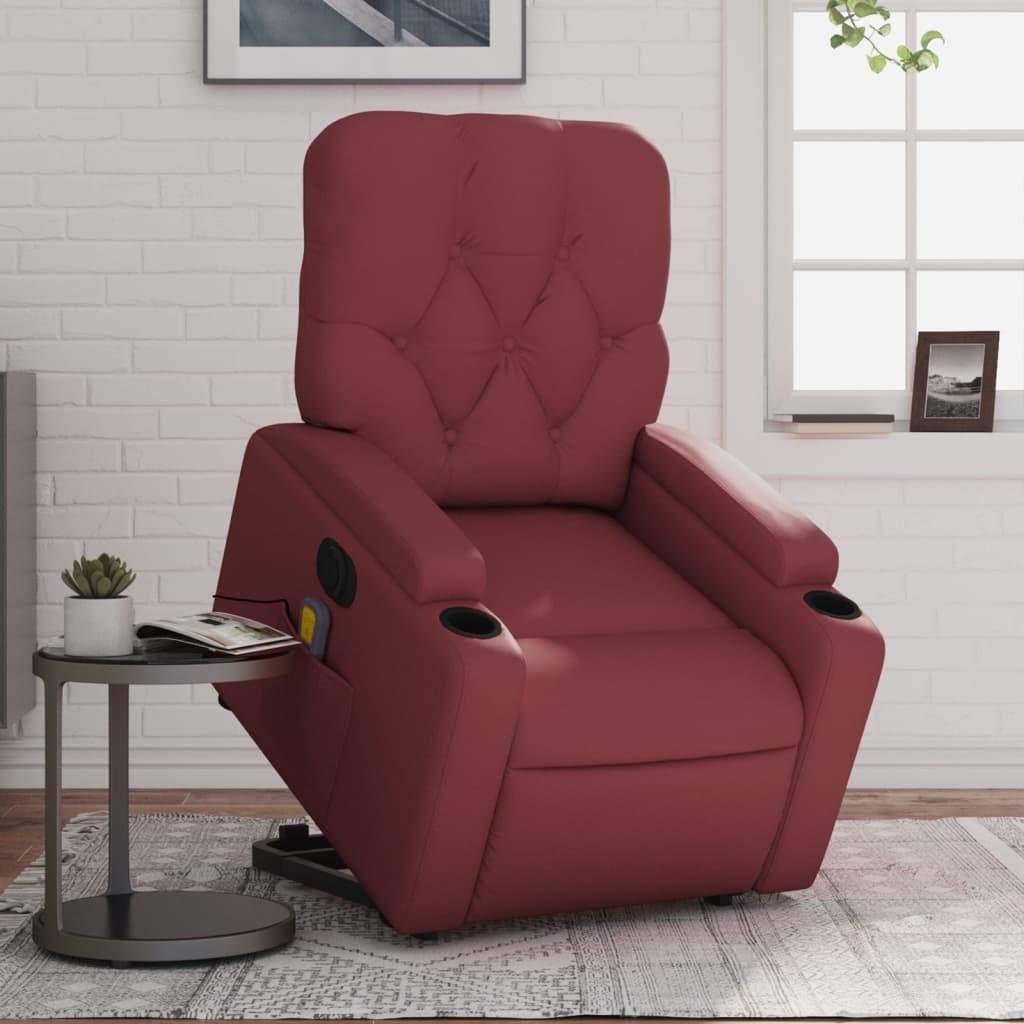 Fauteuil inclinable de massage électrique rouge bordeaux Fauteuils vidaXL   