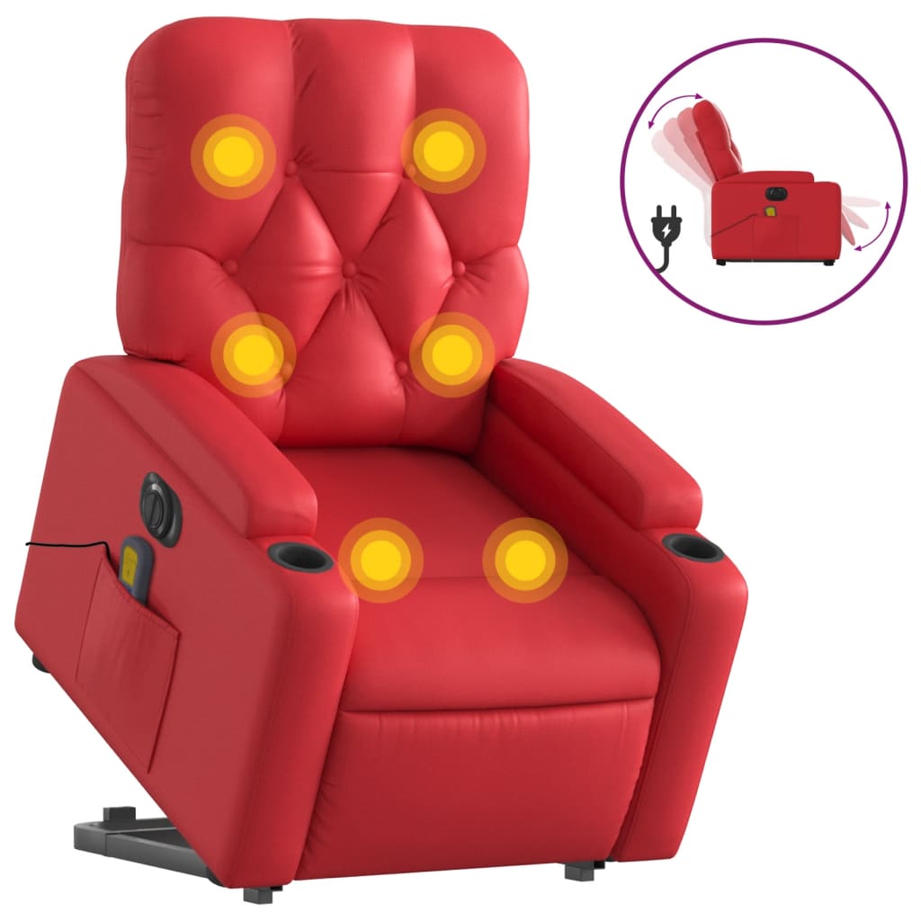 Fauteuil inclinable de massage électrique rouge similicuir Fauteuils vidaXL   