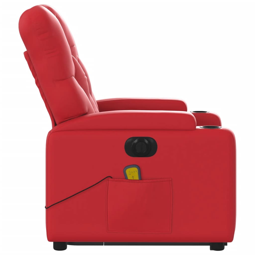 Fauteuil inclinable de massage électrique rouge similicuir Fauteuils vidaXL   