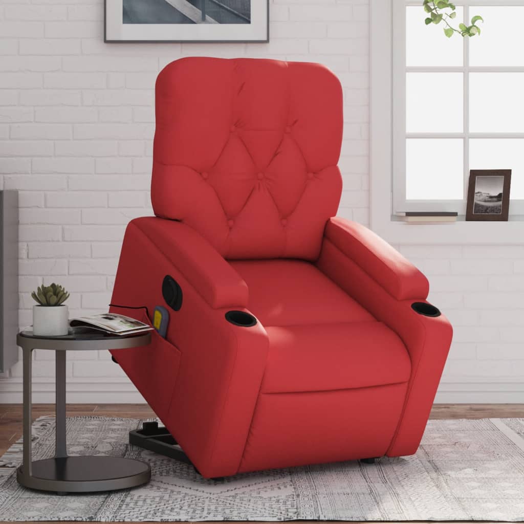 Fauteuil inclinable de massage électrique rouge similicuir Fauteuils vidaXL   