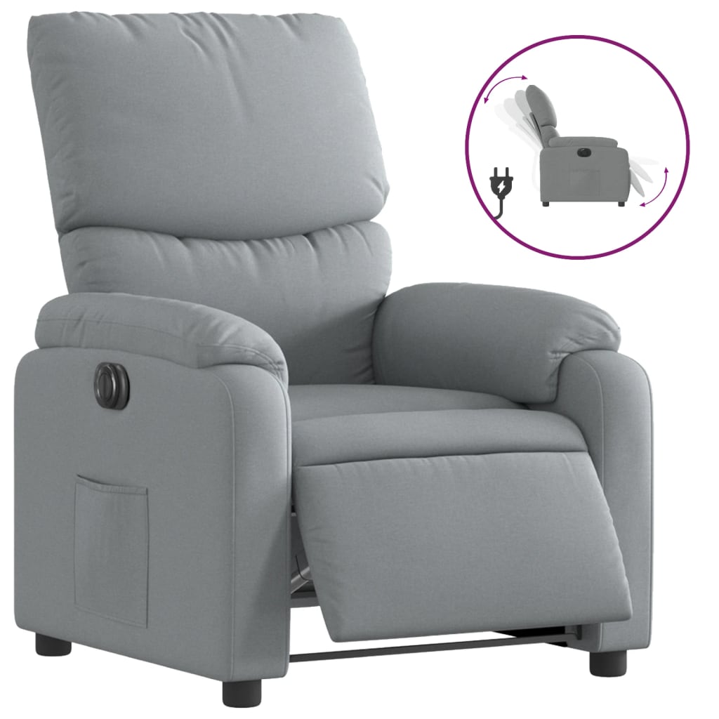 Fauteuil inclinable électrique Gris clair Tissu Fauteuils vidaXL   