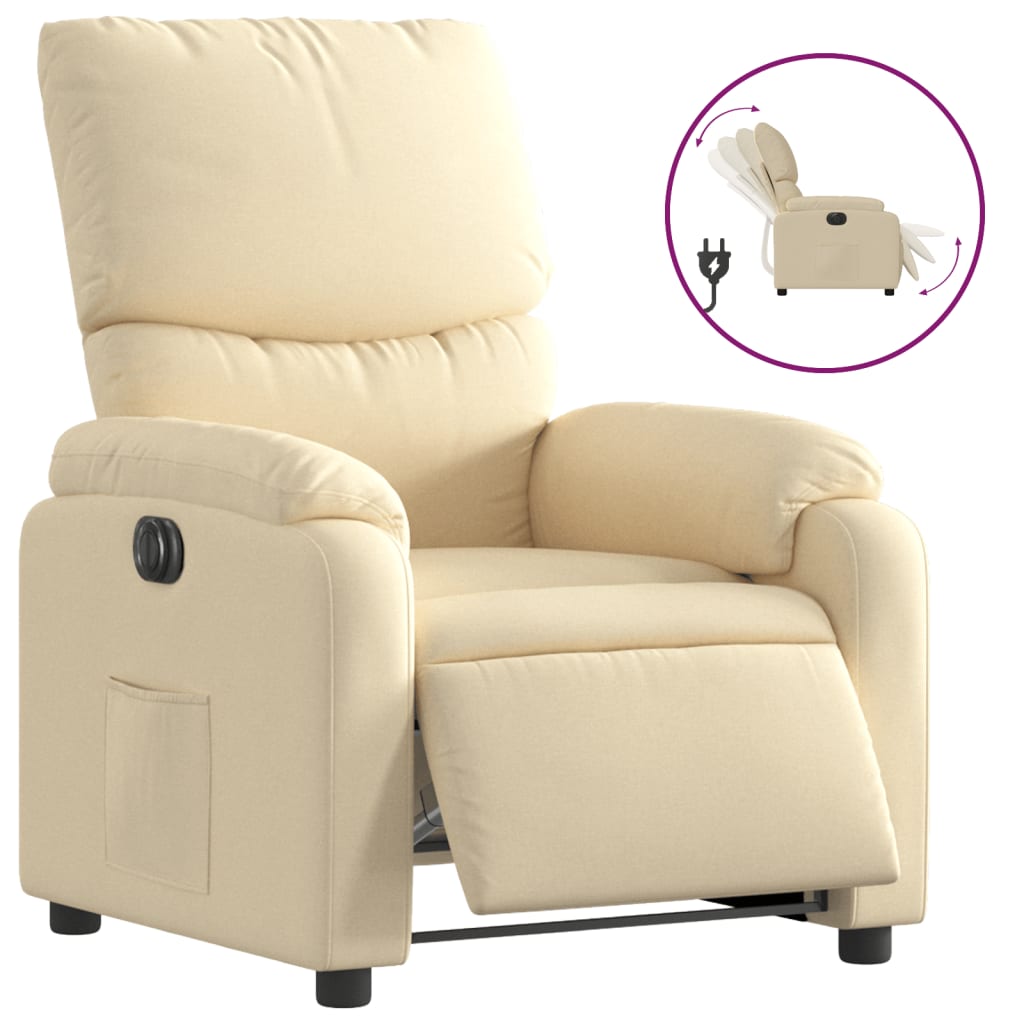 Fauteuil inclinable électrique Crème Tissu Fauteuils vidaXL   