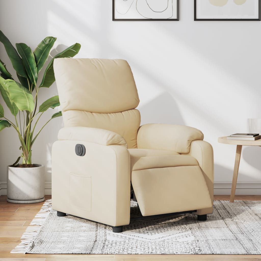 Fauteuil inclinable électrique Crème Tissu Fauteuils vidaXL   