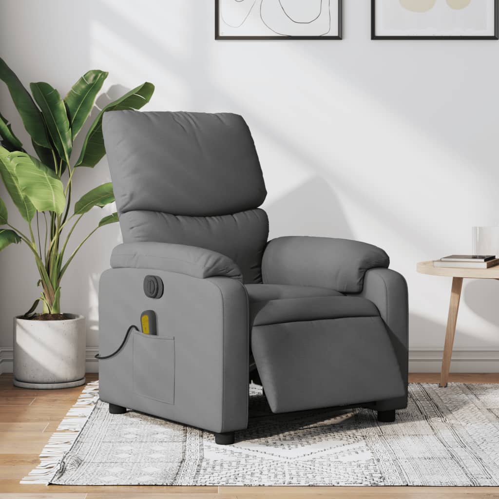 Fauteuil inclinable de massage électrique gris foncé tissu Fauteuils vidaXL   