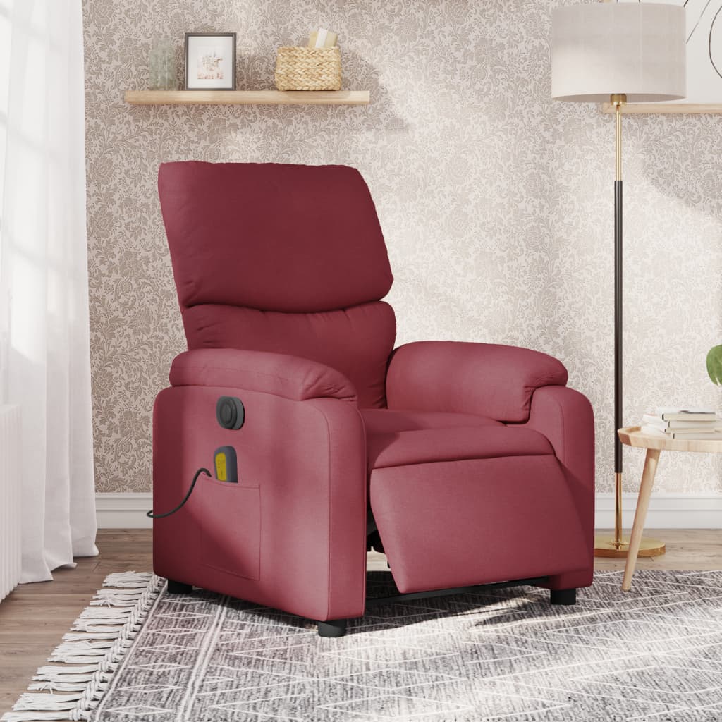 Fauteuil de massage inclinable électrique Rouge bordeaux Tissu Fauteuils vidaXL   