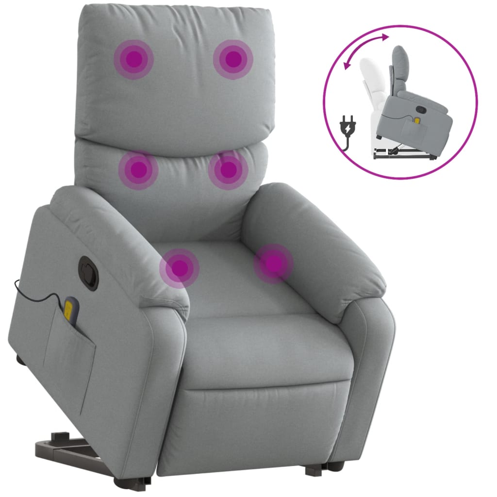 Fauteuil de massage inclinable Gris clair Tissu Fauteuils vidaXL   