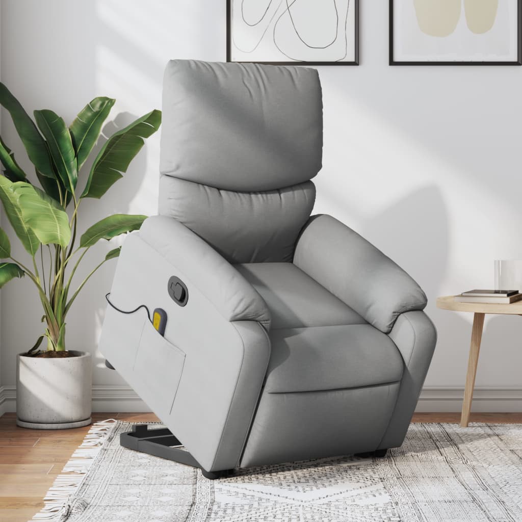 Fauteuil de massage inclinable Gris clair Tissu Fauteuils vidaXL   